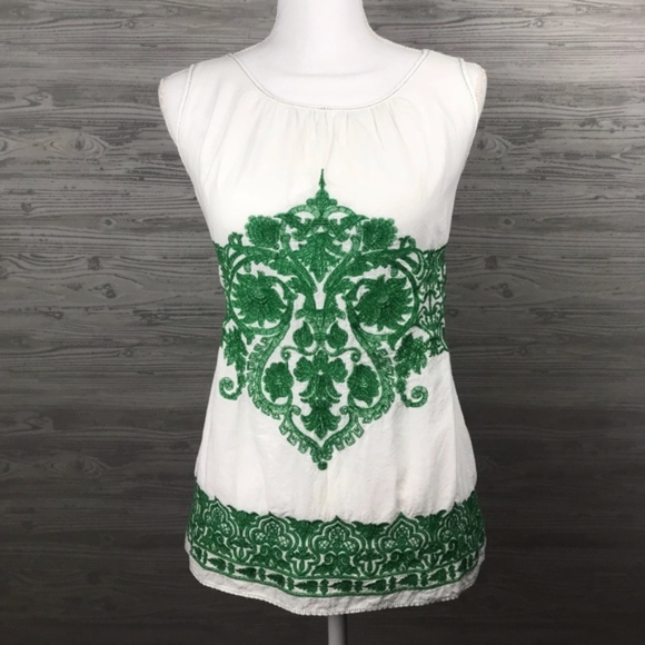 MaxStudio Green Embroidery Summer Blouse XS - Picture 1 of 7